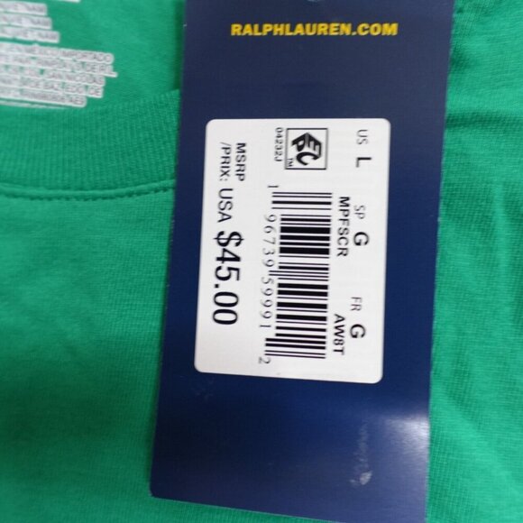Polo Ralph Lauren T-shirt Large Green Spelout NEW - Picture 4 of 7